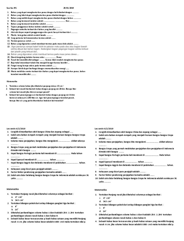 Soal Les IPA29