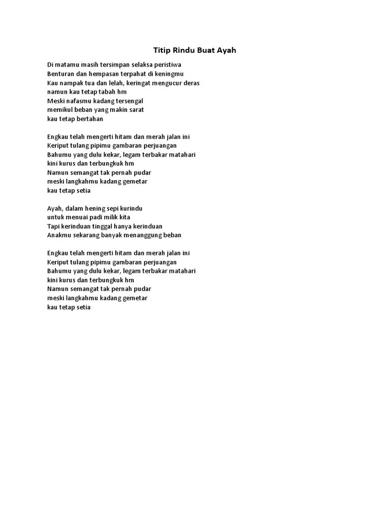 Lirik Lagu Titip Rindu Buat Ayah