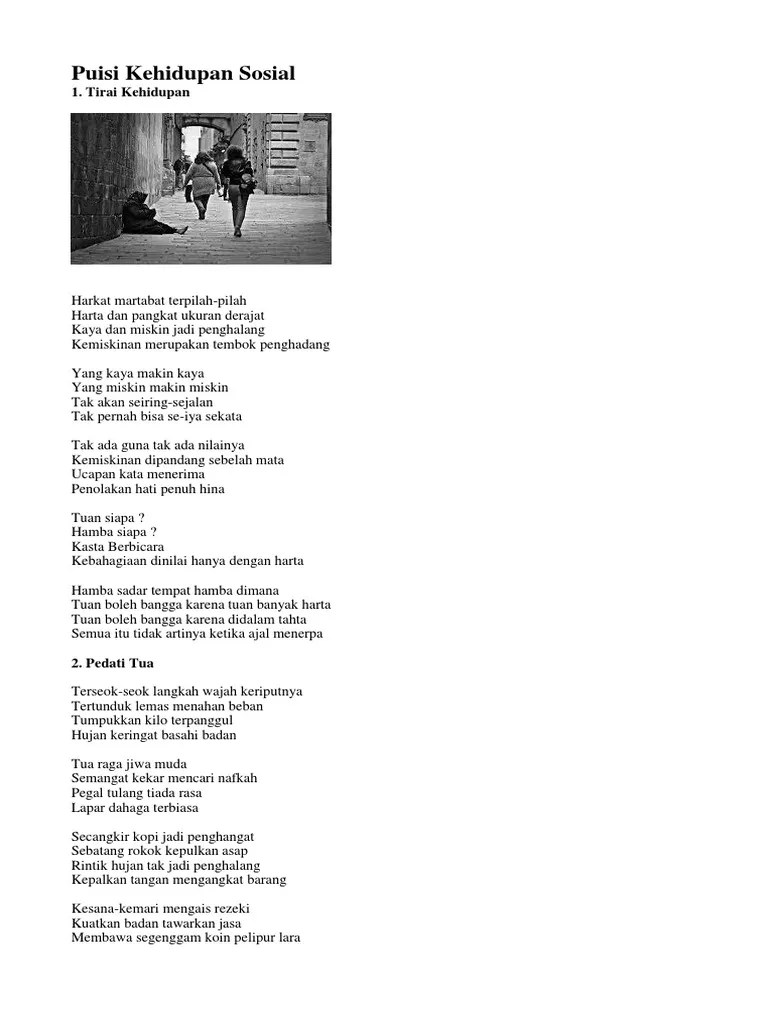 Contoh Puisi Tema Kehidupan Sosial