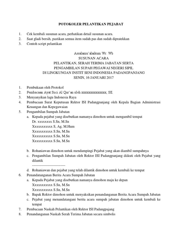 Potokoler Pelantikan Pejabat | PDF