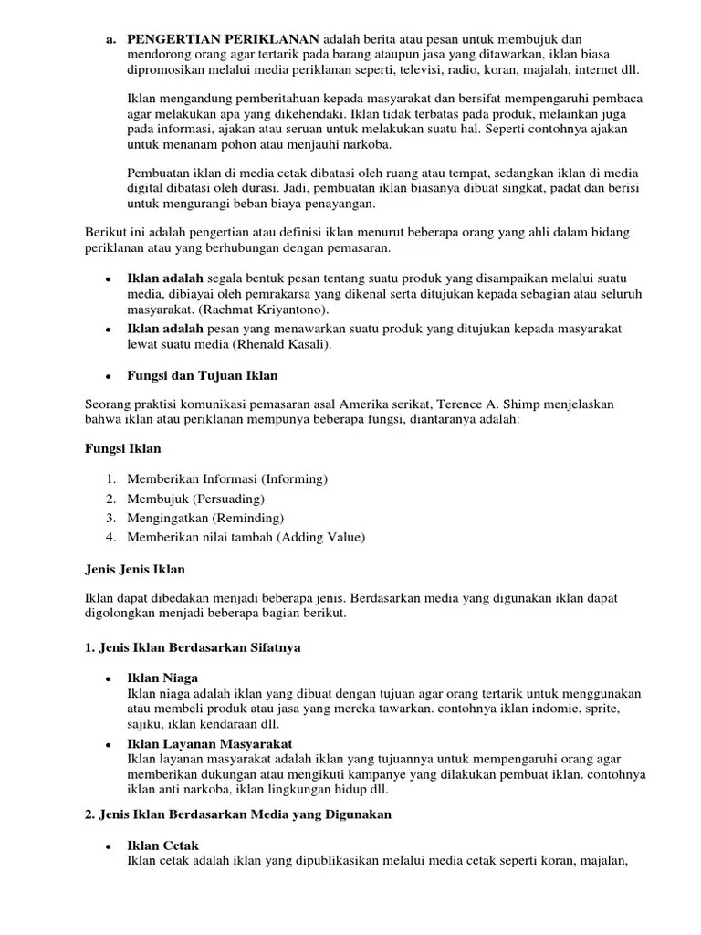 Pengertian Periklanan | PDF