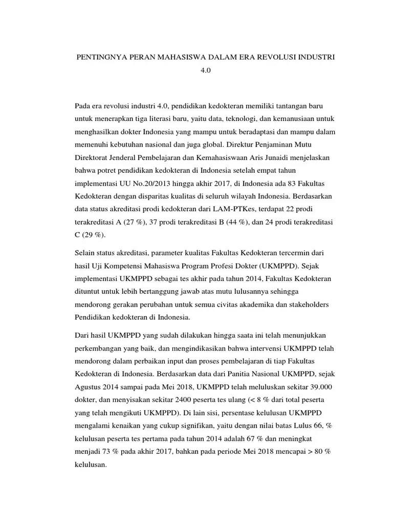 Peran Mahasiswa Dalam Era Revolusi Industri 4.0 | PDF
