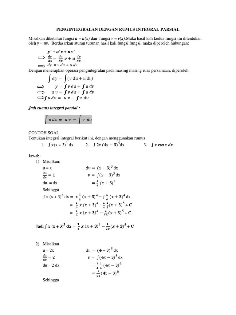 Integral Parsial X^2 Cos X Dx