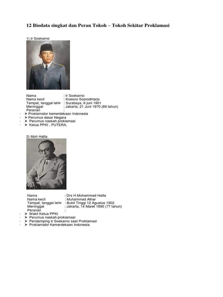 12 Biodata Singkat Dan Peran Tokoh | PDF
