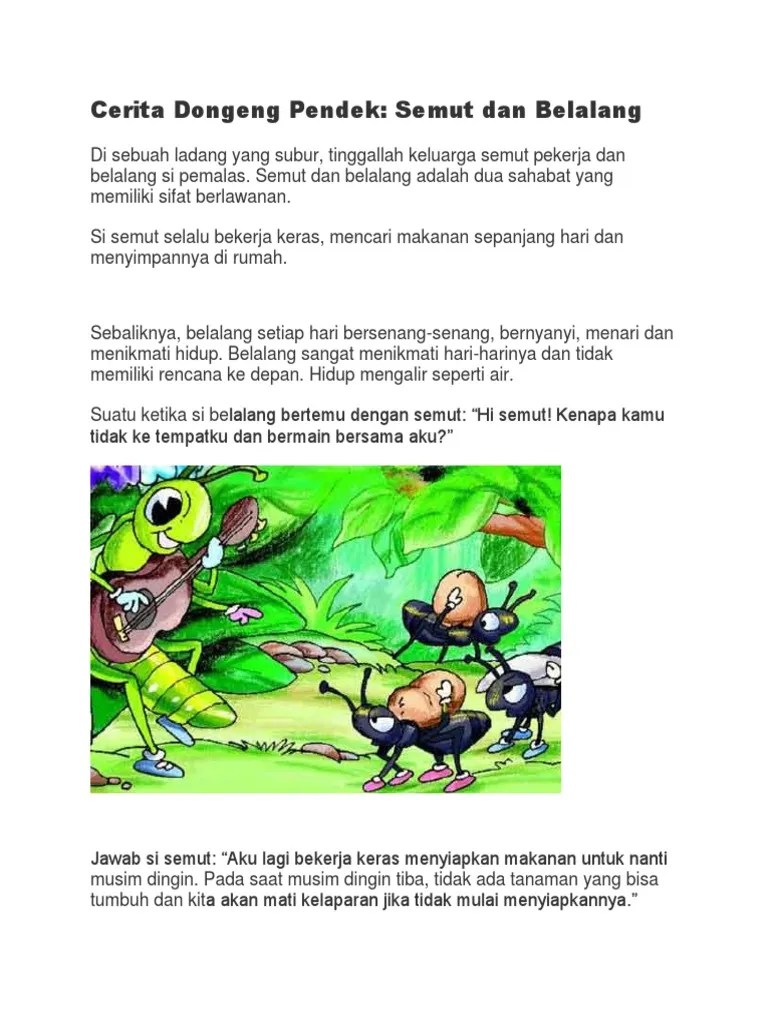 Cerita Dongeng Pendek SEMUT | PDF