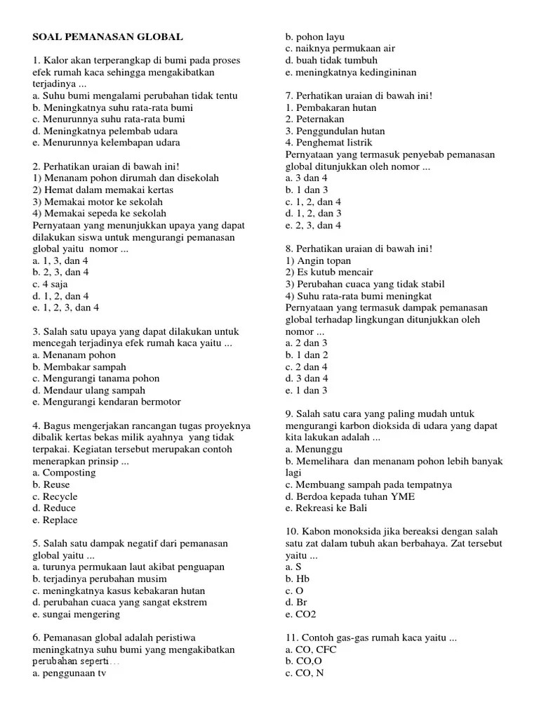 Soal Pemanasan Global | PDF