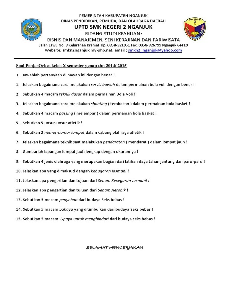 Soal Penjasorkes X Dan XI | PDF