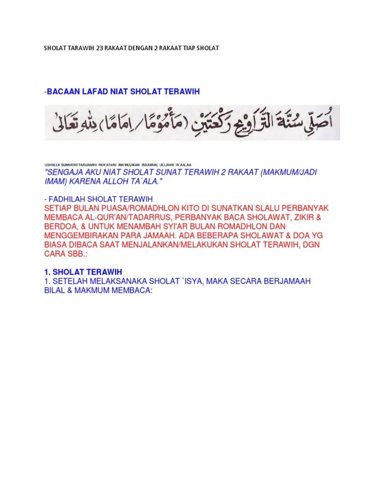 Niat Sholat Tarawih Jadi Makmum