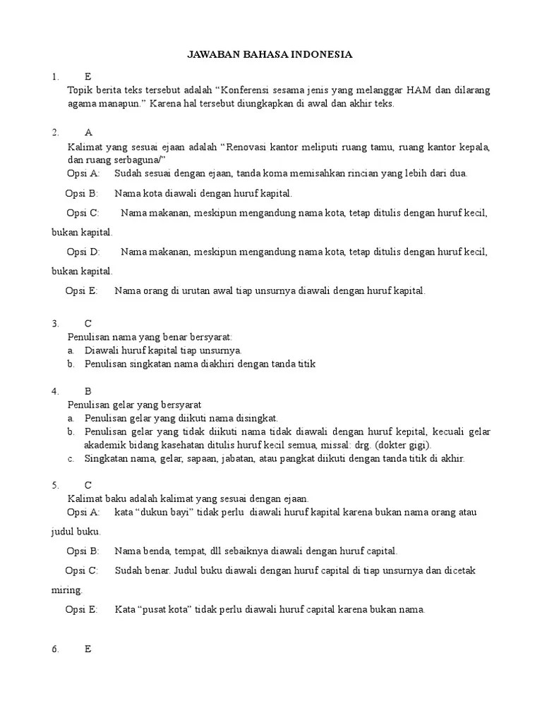 Bahasa Indonesia (Jawaban) | PDF