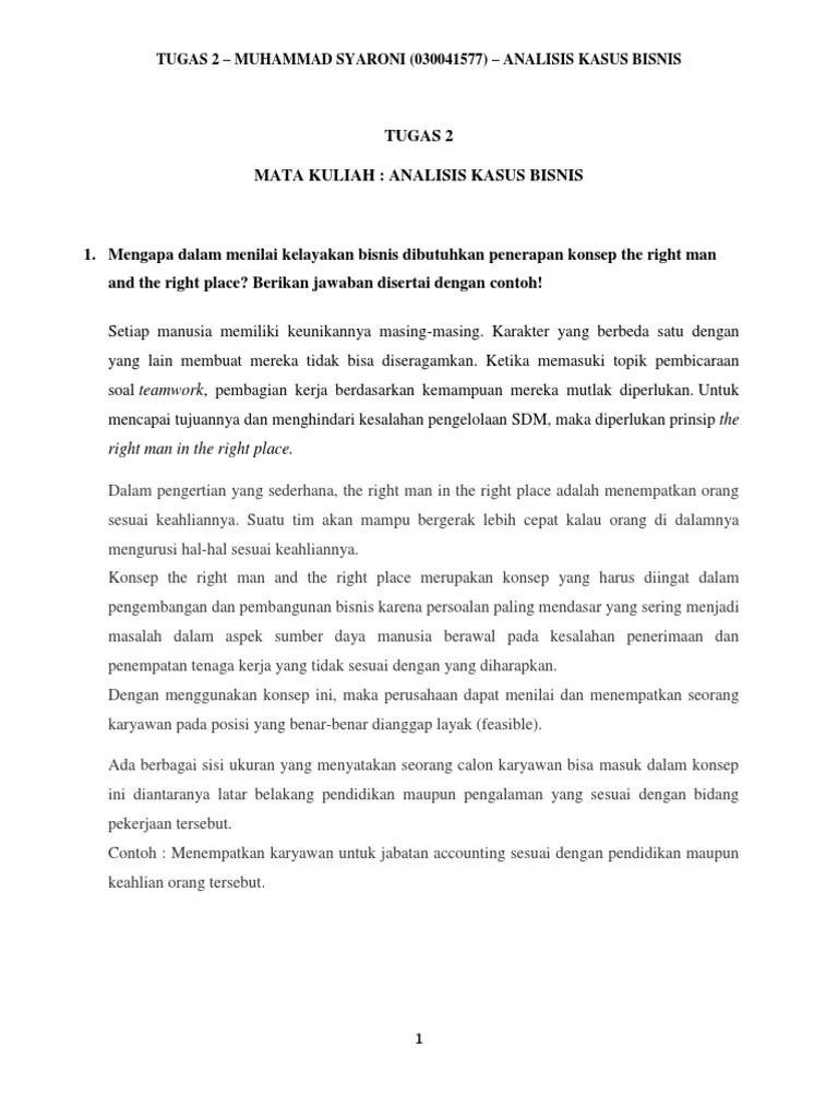 Tugas 2 - Msyaroni (030041577) - Analisis Kasus Bisnis | PDF