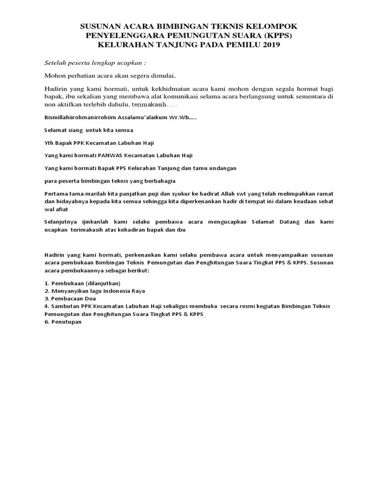 Susunan Acara Bimtek Kpps | PDF