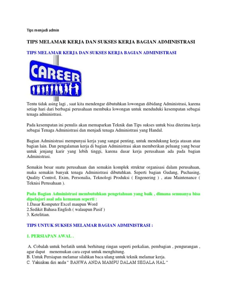 Tips Menjadi Admin | PDF