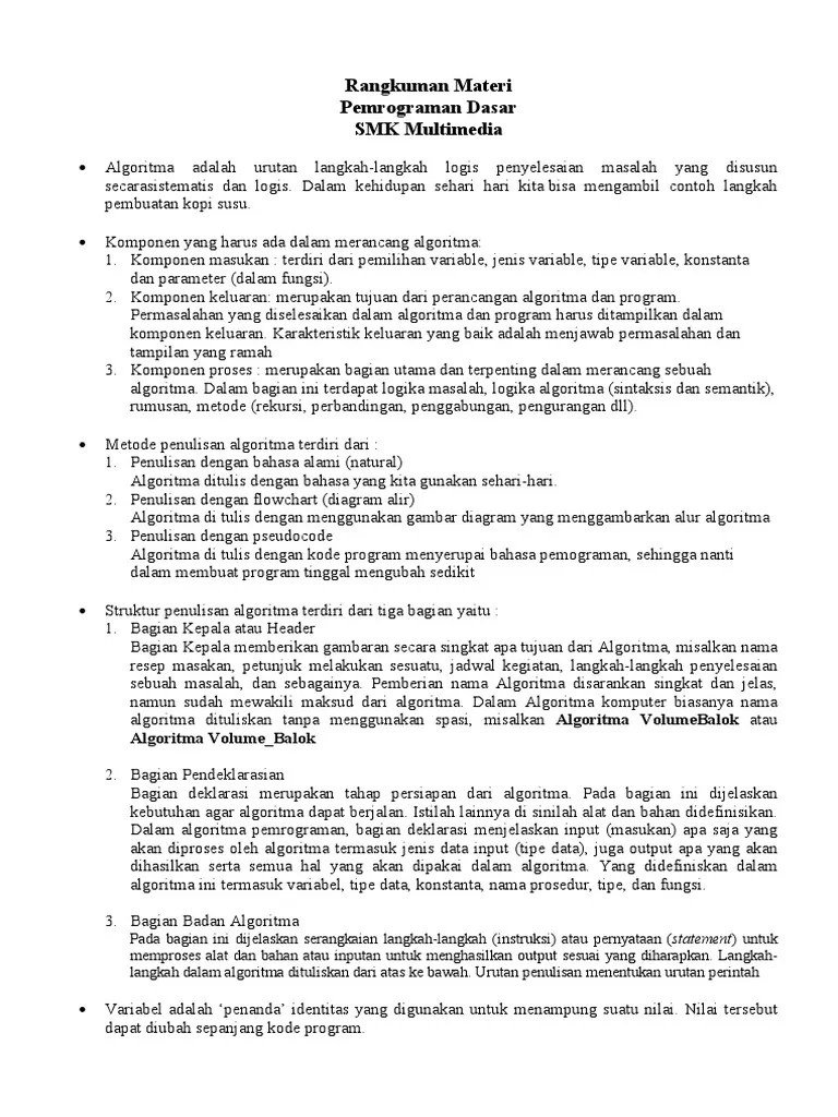 Struktur Penulisan Algoritma Terdiri Dari Tiga Bagian Yaitu
