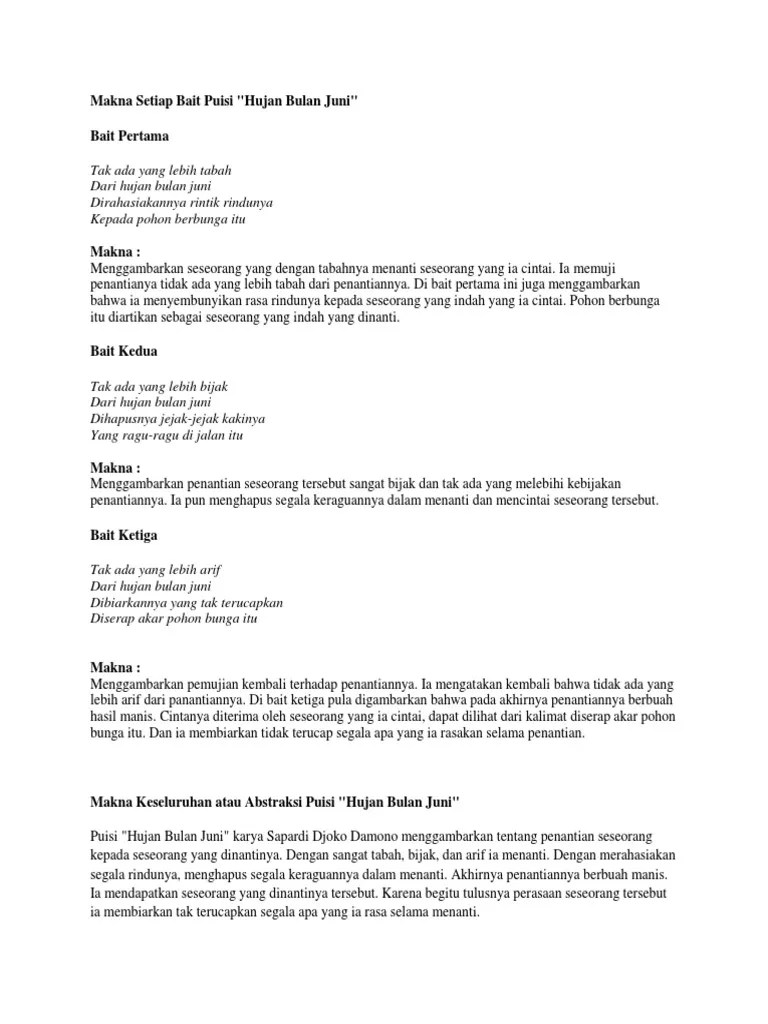 Makna Puisi Hujan Bulan Juni | PDF