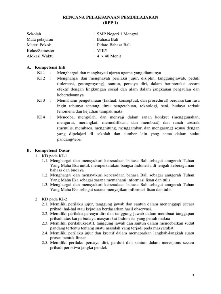 RPP 1 Pidato | PDF