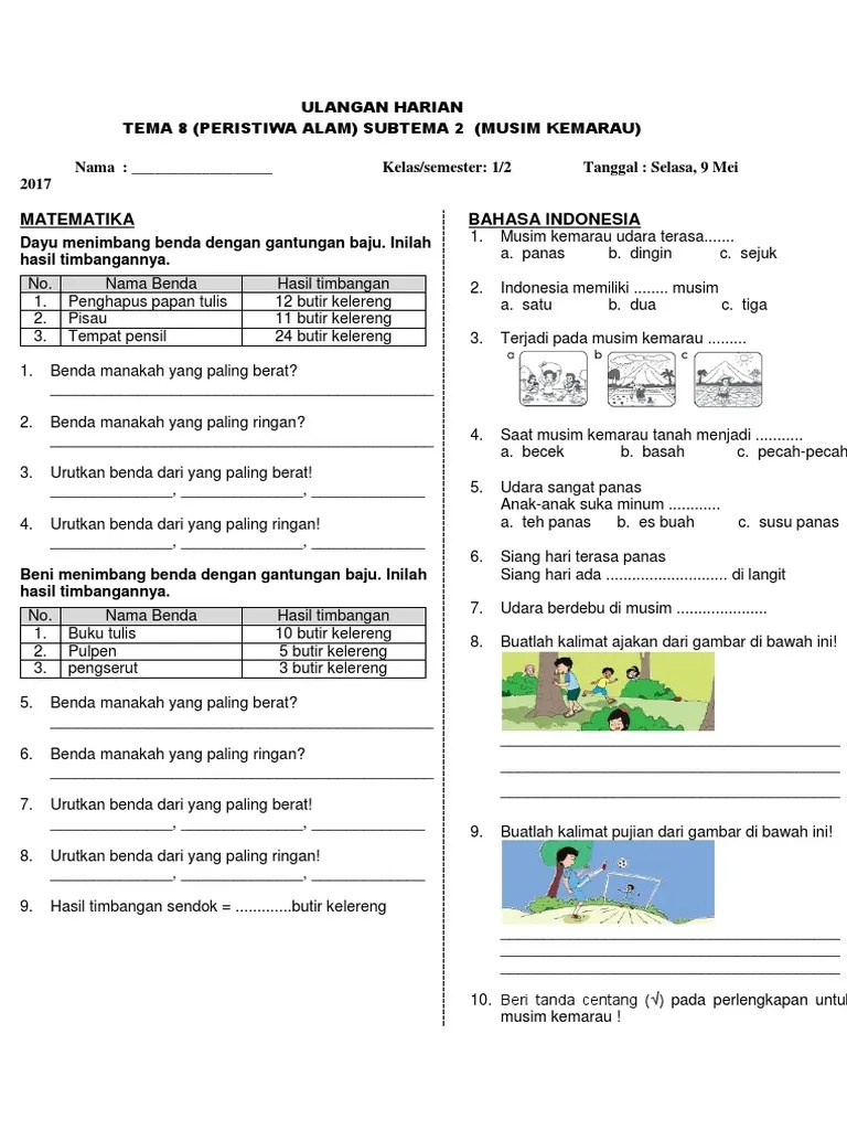 Ulangan Harian Tema 8 | PDF