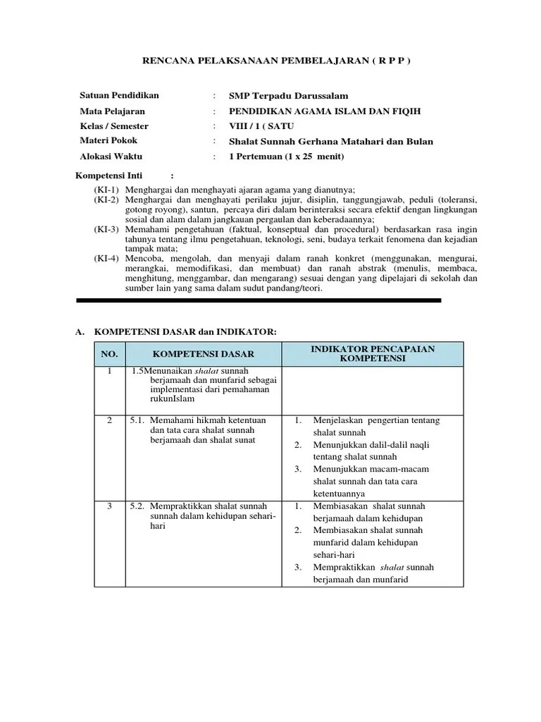 RPP Bab Shalat Gerhana | PDF