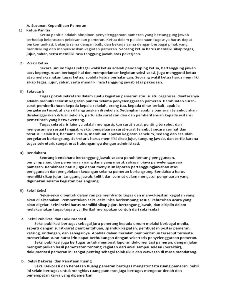 Tugas Sekretaris Pameran Adalah