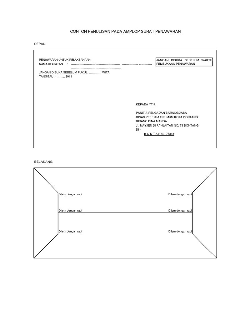 Contoh Amplop Dok Penawaran | PDF