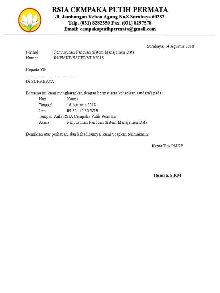 Undangan - Penyusunan Pedoman Pengorganisasian Tim PMKP | PDF