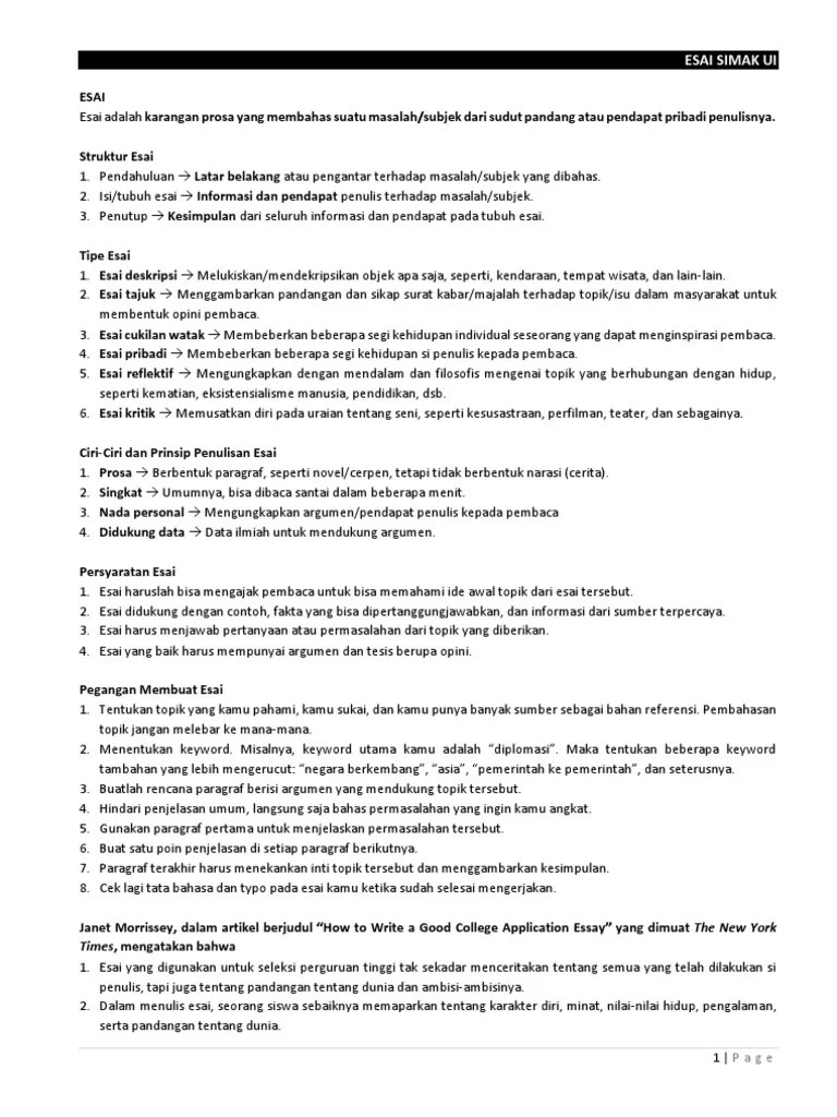 Contoh Soal Essay Simak Ui
