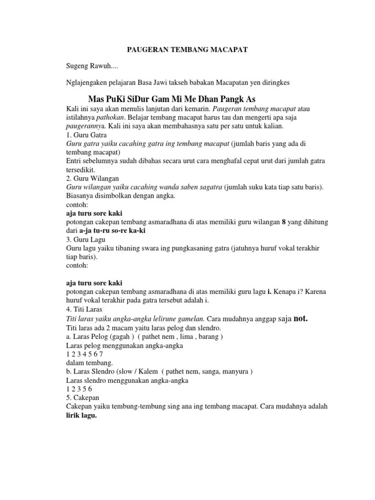 Paugeran Tembang Macapat | PDF