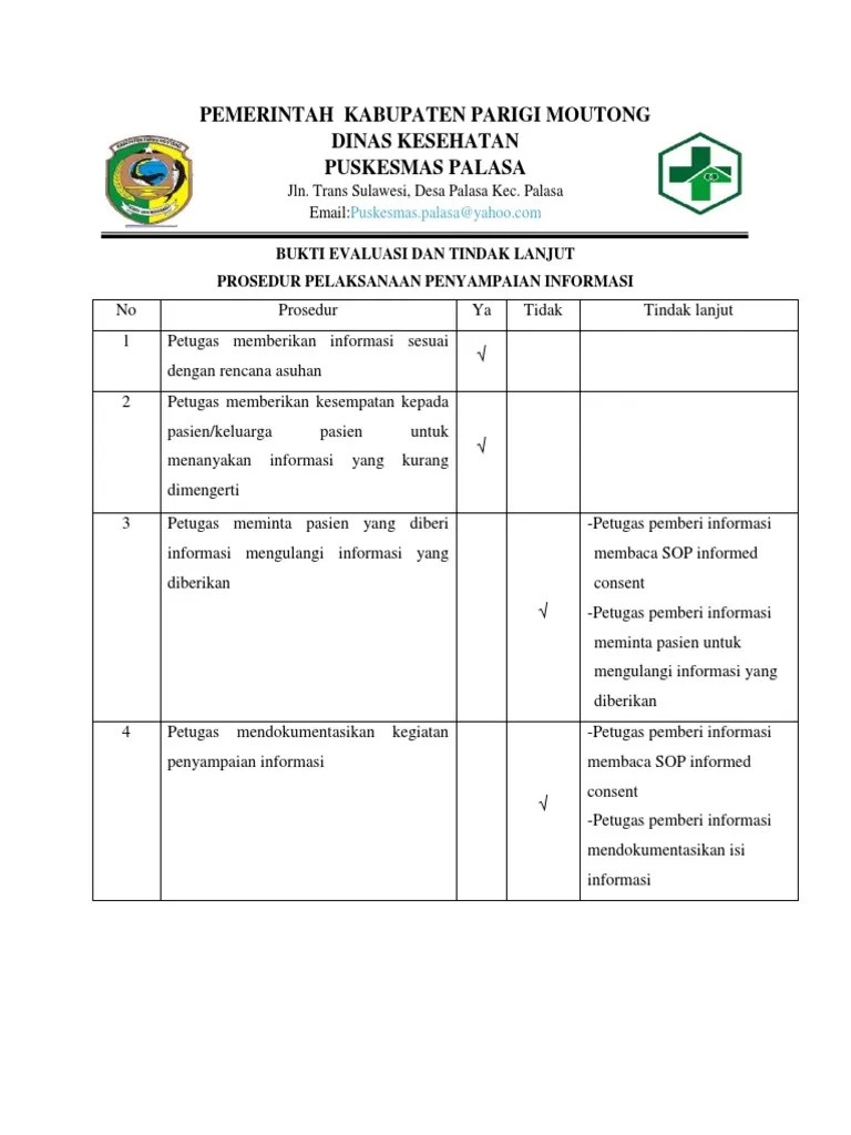 7.10.2 Ep 3 BUKTI EVALUASI DAN TINDAK LANJUT Rposedur Penyampaian Informasi  | PDF