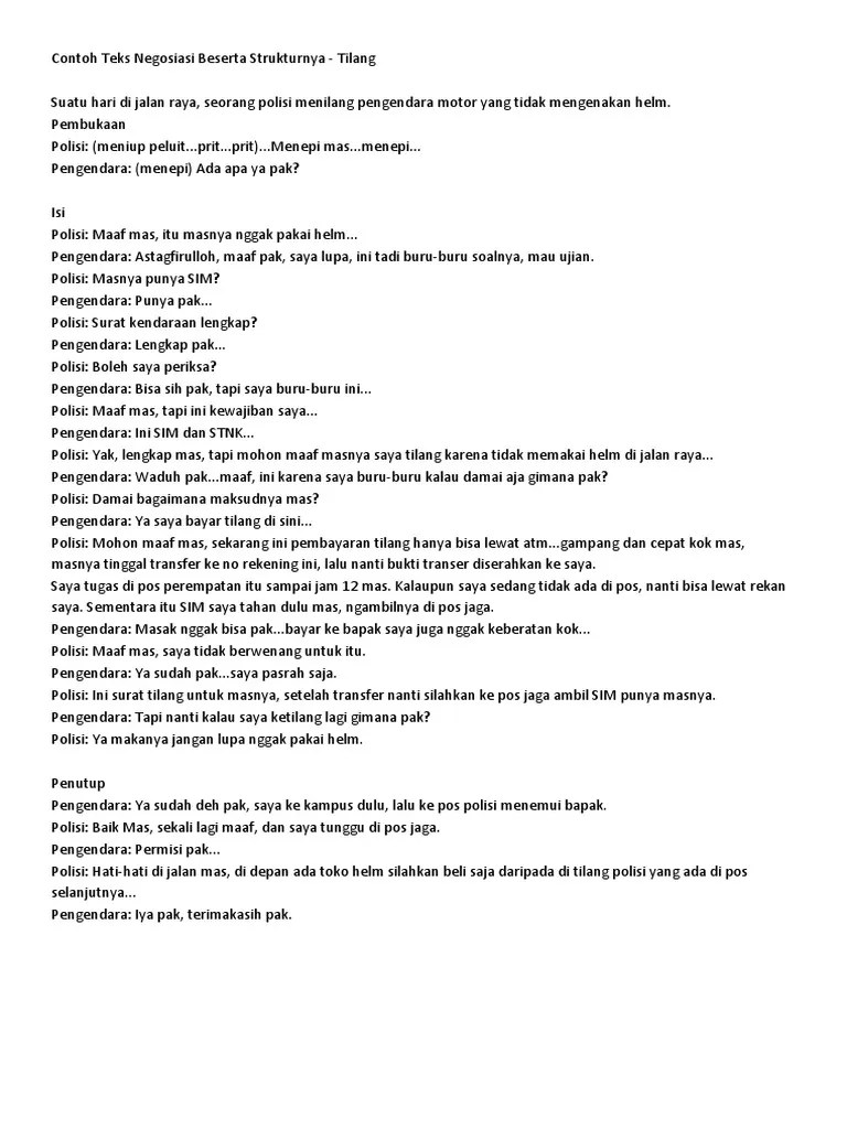Contoh Teks Negosiasi Beserta Strukturnya - Berbagi Struktur