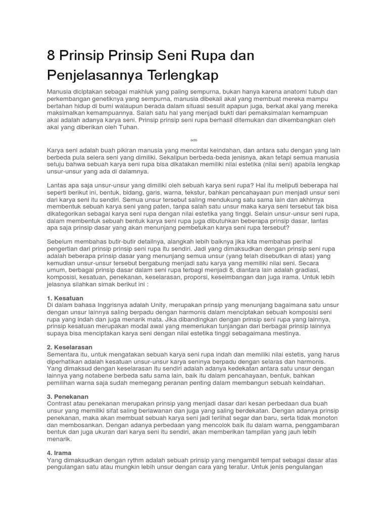 8 Prinsip Prinsip Seni Rupa Dan Penjelasannya Terlengkap | PDF