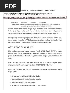 Kode Seri NPWP | PDF