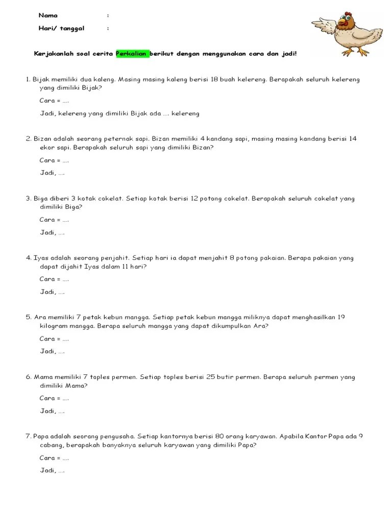 Soal Cerita Pembagian Kelas 3 – Goreng