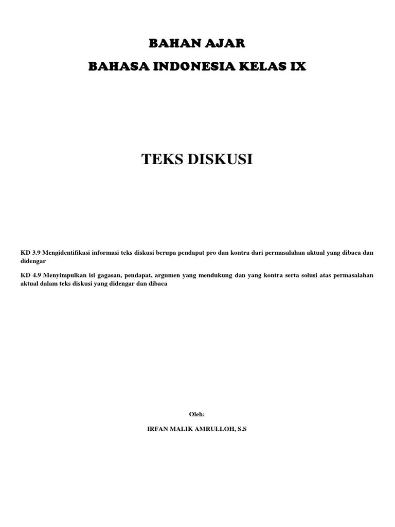 Download Soal Teks Diskusi Kelas 9 Semester 2 - Revisi Id