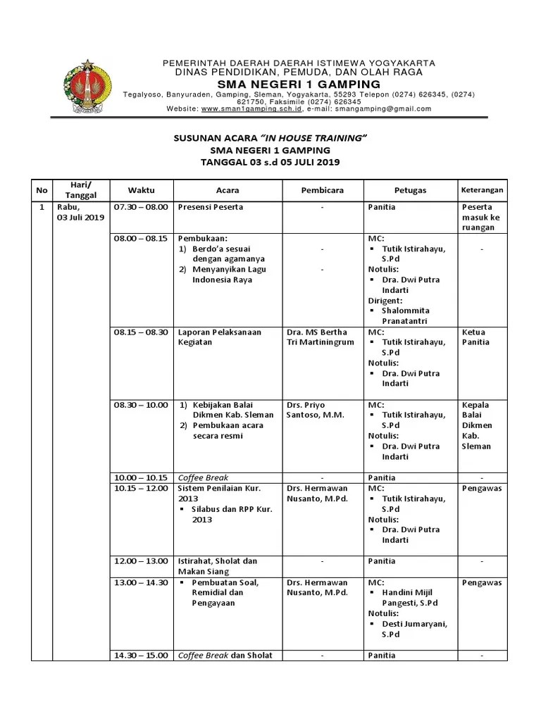 Susunan Acara IHT 2019 | PDF
