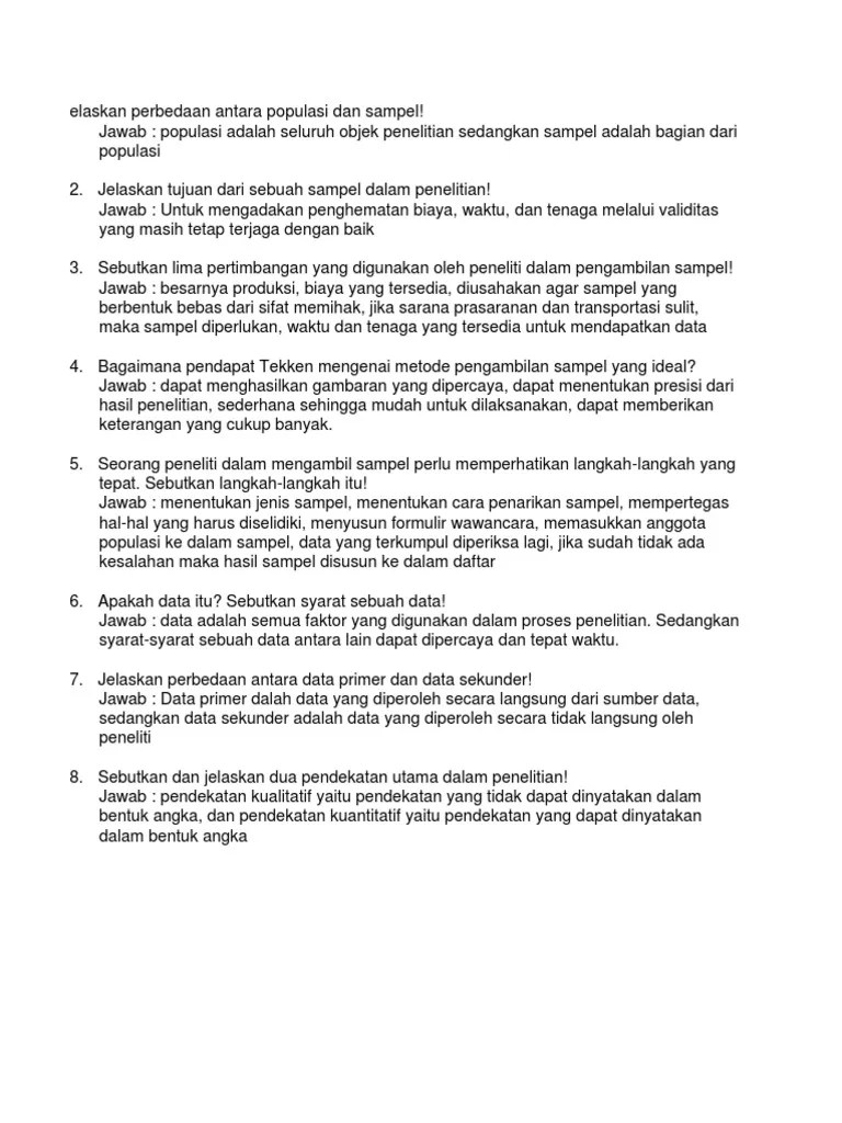 Elaskan Perbedaan Antara Populasi Dan Sampel | PDF