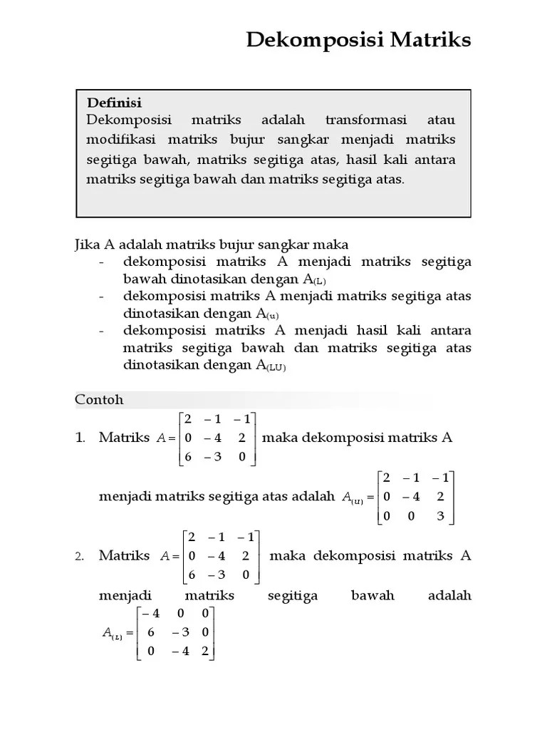 Dekomposisi Matriks | PDF