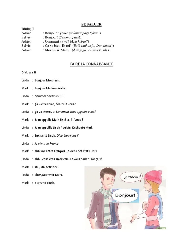 Contoh Percakapan DLM Bahasa Perancis | PDF