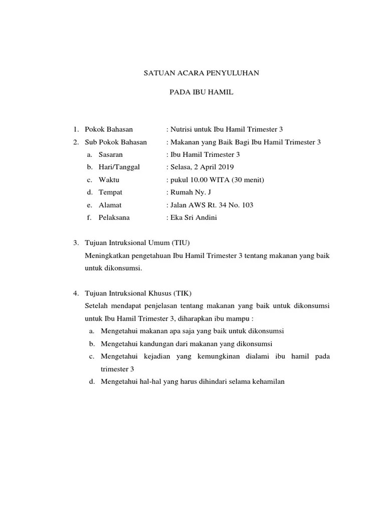 Satuan Acara Penyuluhan Pada Ibu Hamil | PDF