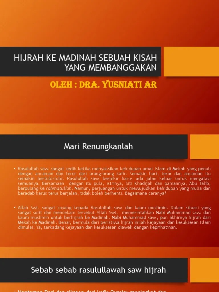 Hijrah Ke Madinah Sebuah Kisah Yang Membanggakan | PDF
