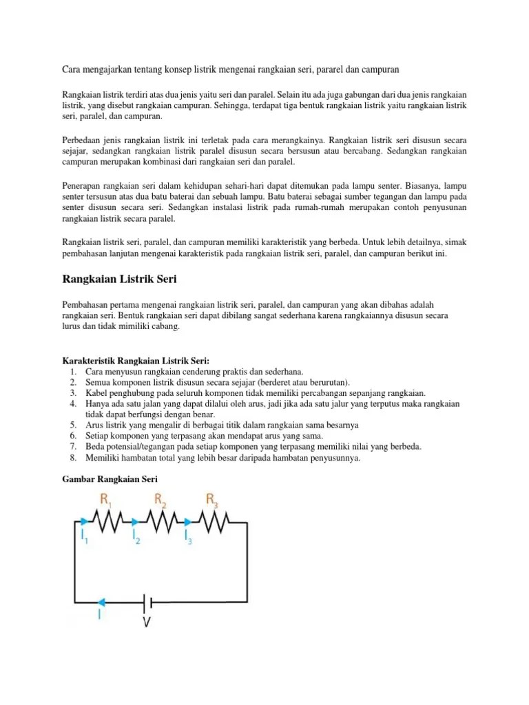 Cara Mengajarkan Tentang Konsep Listrik Mengenai Rangkaian Seri | PDF