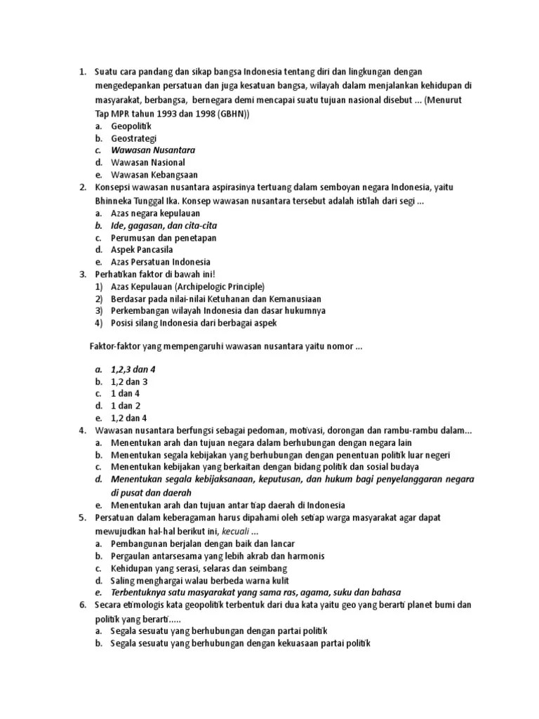 25+ Contoh Soal Wawasan Nusantara - Kumpulan Contoh Soal