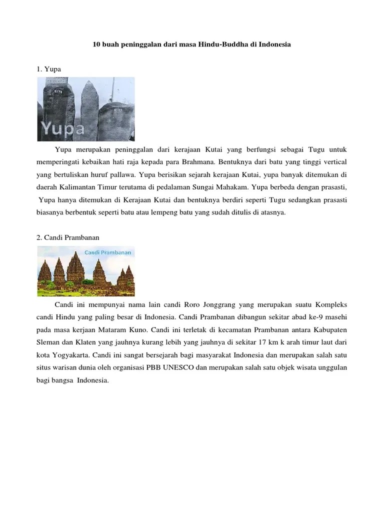 10 Buah Peninggalan Dari Masa Hindu | PDF