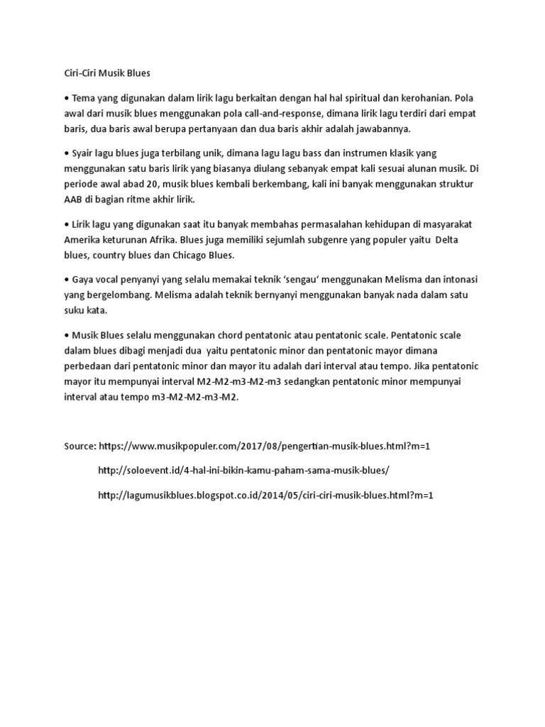 Ciri-Ciri Musik Blues | PDF