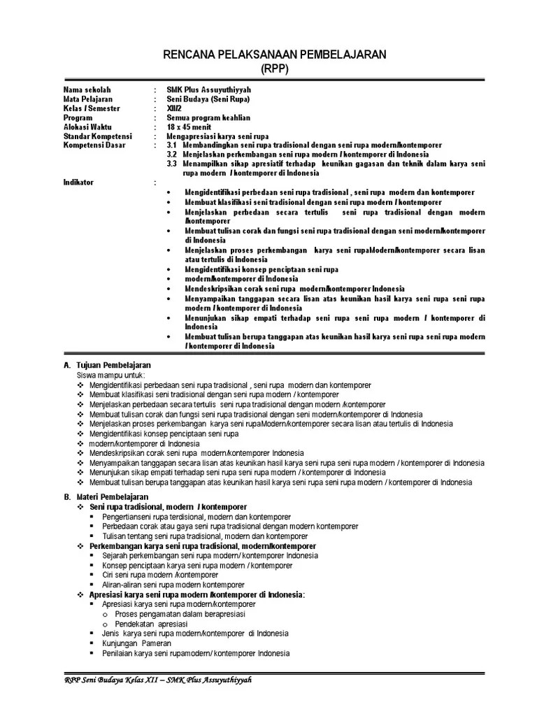 Program Semester Seni Budaya Smk Kelas Xii