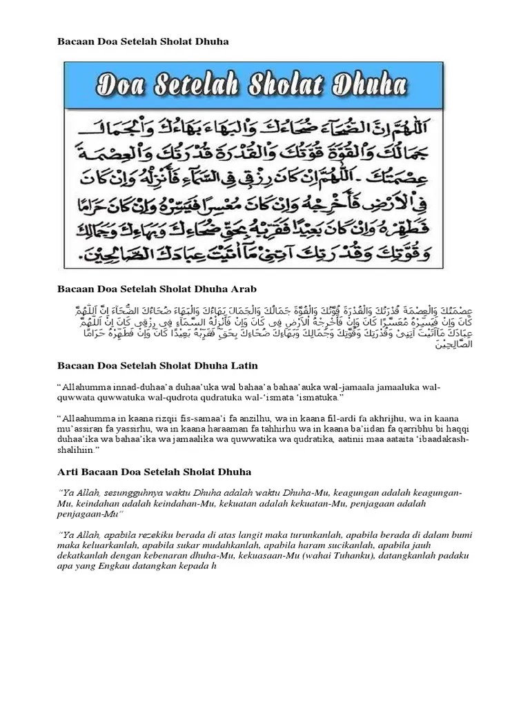 Bacaan Doa Setelah Sholat Dhuha | PDF