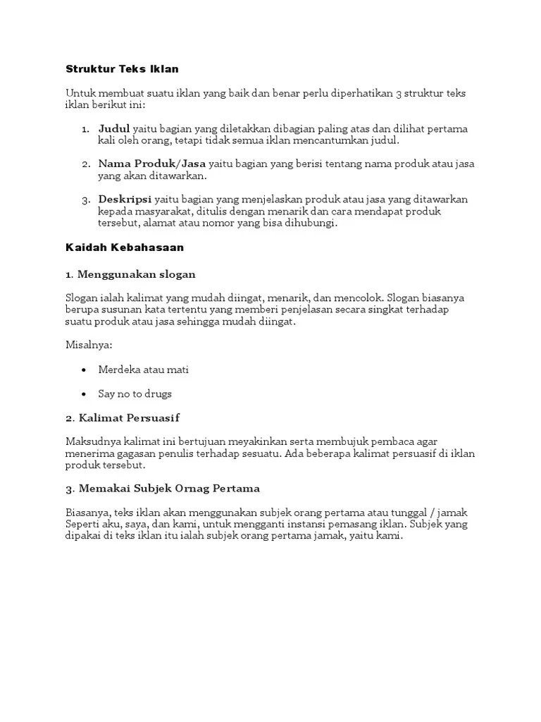 Struktur Teks Iklan | PDF