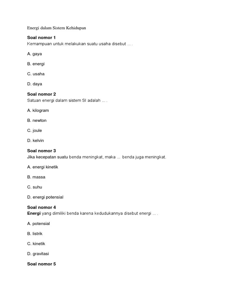 Energi Dalam Sistem Kehidupan | PDF