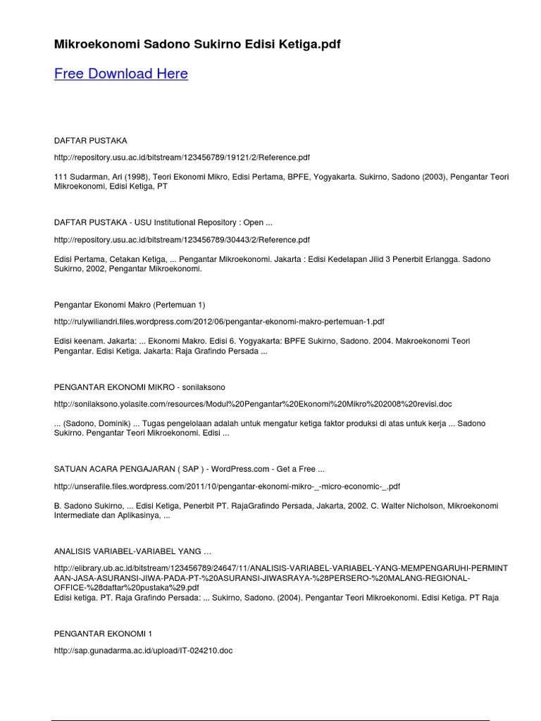 Mikroekonomi Sadono Sukirno Edisi Ketiga | PDF