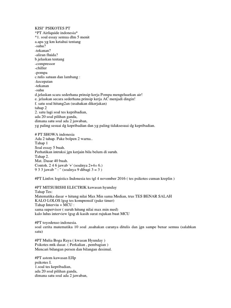 Kisi - Kisi Psikotes-1 | PDF
