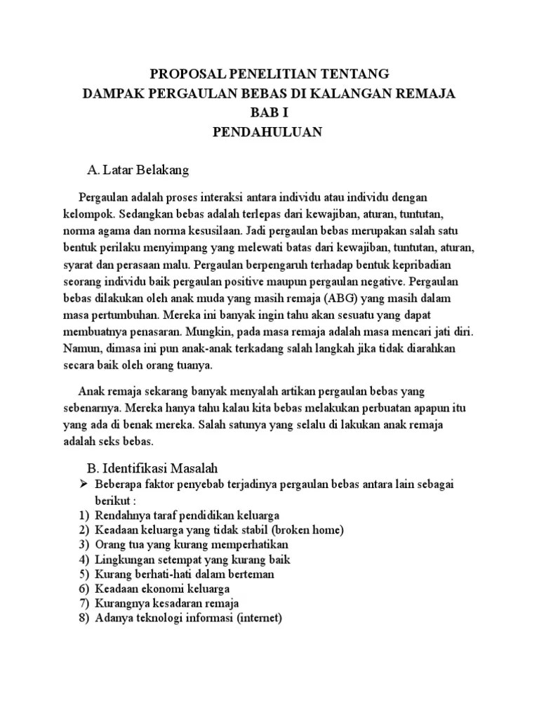 Contoh Proposal Penelitian Tentang Pergaulan Bebas – Pigura