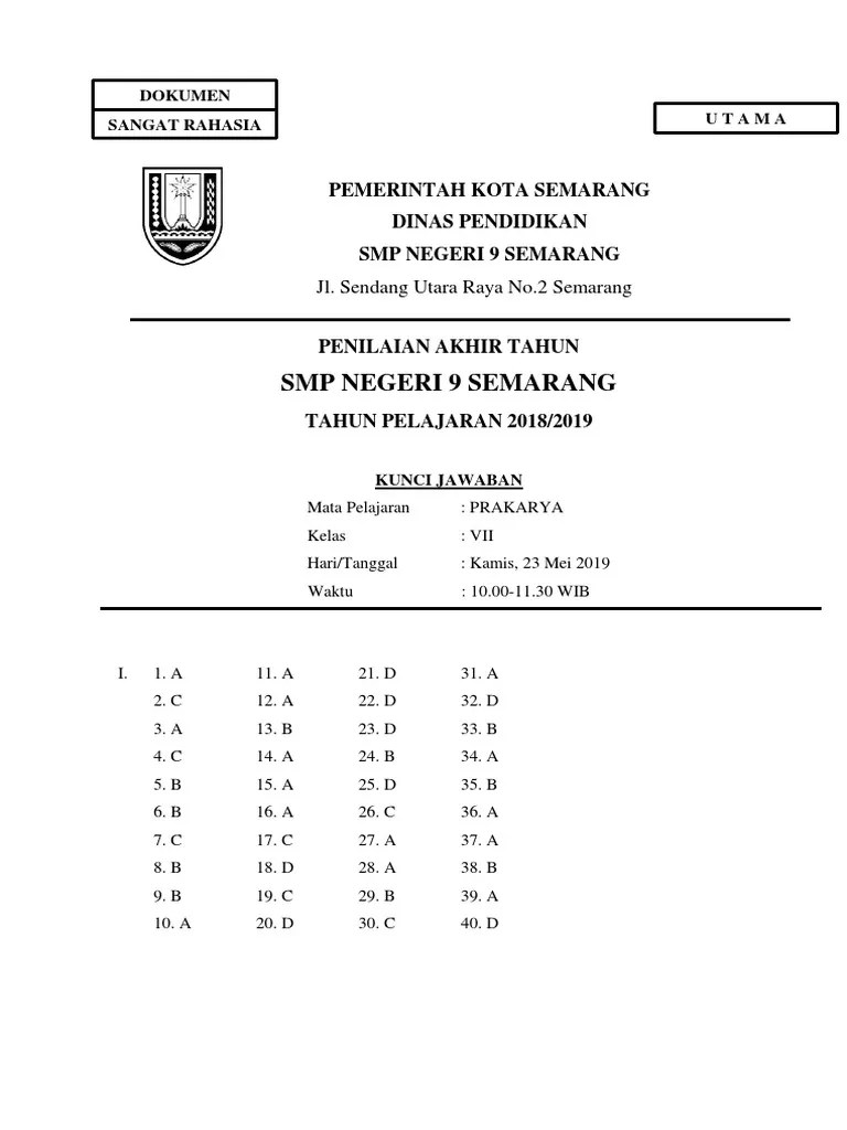 Soal Prakarya Kelas 7 Semester 2 Dan Kunci Jawaban – Dengan